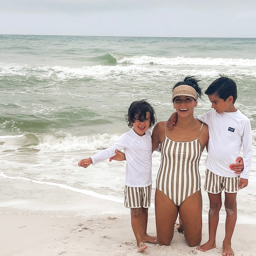 Rylee + Cru high waisted striped olive bikini bottom size Small - Picture 5 of 5